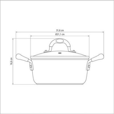 Caçarola Tramontina Mônaco Induction Com Revestimento Antiaderente Starflon Premium Preto Com Tampa 20cm