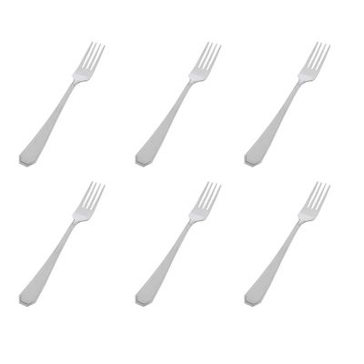 Kit 6 Garfo de Sobremesa Aço Inox Linha Victoria Garfo Grande Sobmresa Almoço Faqueiro