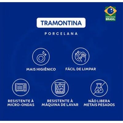 Aparelho De Jantar Porcelana 20 Peças Tramontina Cor Branco Liso