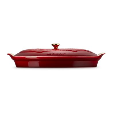 TRAVESSA PARA PEIXE LE CREUSET COM TAMPA 34CM HERITAGE VERMELHO 81065600600350
