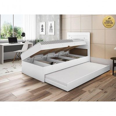 Cama Solteiro Larissa Com Cama Auxiliar Branco Framar