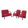 Conjunto Poltrona Vênus Braço Madeira Suede Vermelho
