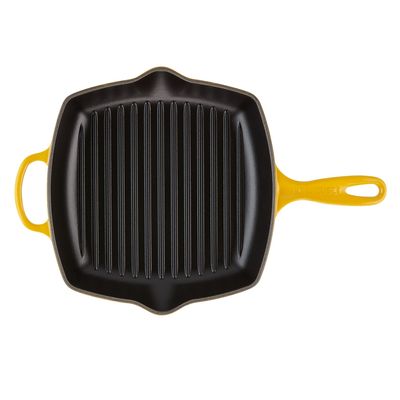 KIT LE CREUSET 2 PANELAS REDONDAS 20 E 24CM GRELHA QUADRADA 26CM EM FERRO ESMALTADO AMARELO NÉCTAR