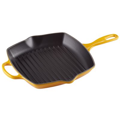 KIT LE CREUSET 2 PANELAS REDONDAS 20 E 24CM GRELHA QUADRADA 26CM EM FERRO ESMALTADO AMARELO NÉCTAR