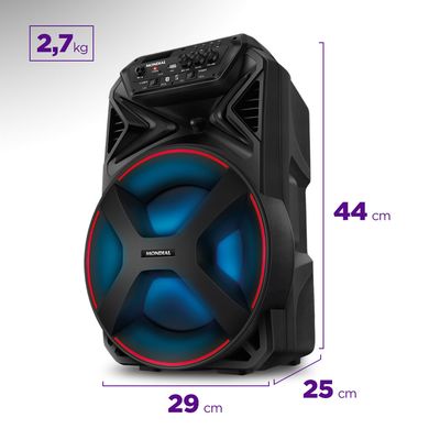 Caixa Amplificada Connect Partyplus Mondial Preto 250W RMS CM-250 Bivolt