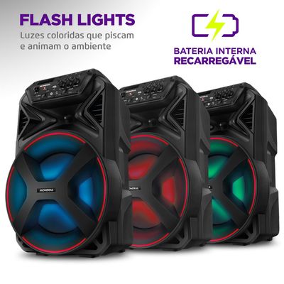Caixa Amplificada Connect Partyplus Mondial Preto 250W RMS CM-250 Bivolt