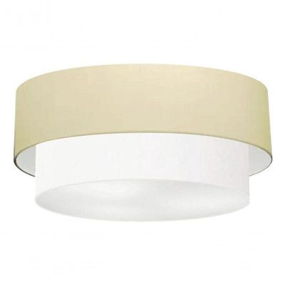 Plafon Duplo Cilíndrico Vivare Md-3063 Cúpula Em Tecido 55x50cm - Bivolt Algodão-crú-branco 127/220v
