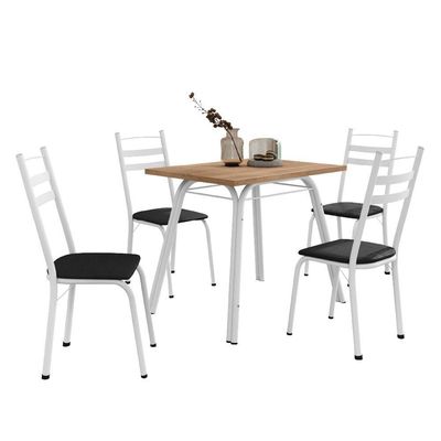 Conjunto De Mesa Sala De Jantar Com 4 Cadeiras Tubular.