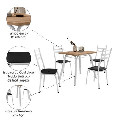 Conjunto De Mesa Sala De Jantar Com 4 Cadeiras Tubular.