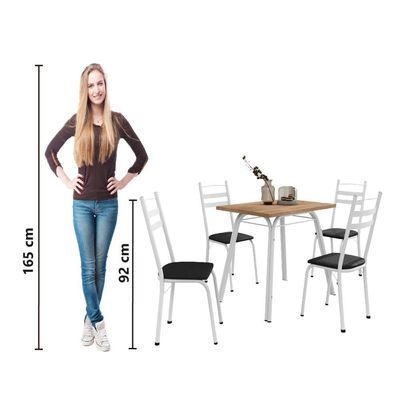Conjunto De Mesa Sala De Jantar Com 4 Cadeiras Tubular.
