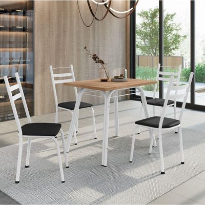 Conjunto De Mesa Sala De Jantar Com 4 Cadeiras Tubular.