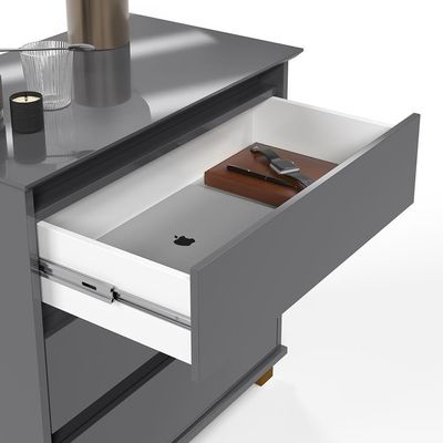 Cômoda Mini Ej Versátil - 3 Gavetas Pés De Madeira Corrediças Telescópicas Mdf-mdp Cinza - Ej Móveis