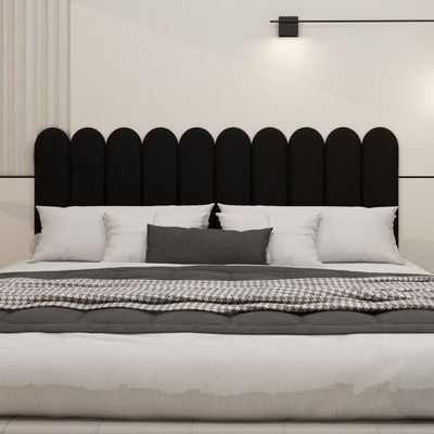Cabeceira King Size Design Nuvem 45cm 10 Placas Em Suede Preto