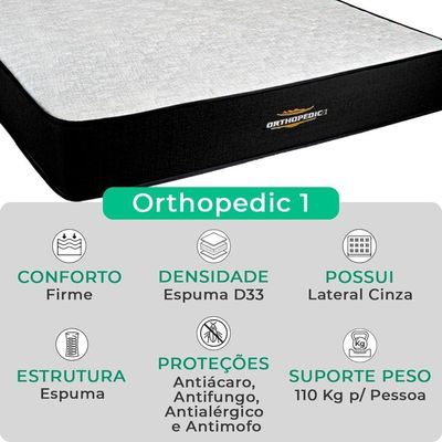 Cama Box Baú Queen Preto E Colchão Orthopedic D33 Vstore