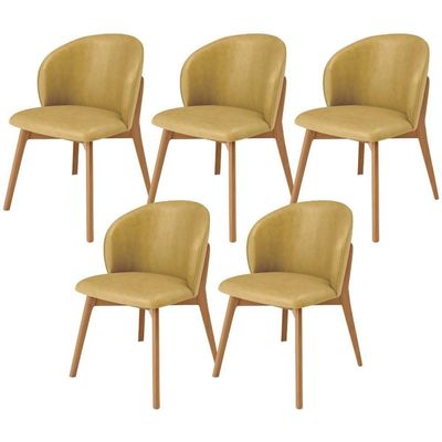 Kit 05 Cadeiras De Jantar E Estar Living Estofada Mia L02 Couríssimo Fendi - Lyam Decor