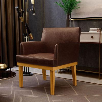 Kit 2 Poltronas Decorativas Para Sala De Estar E Recepção Beatriz W01 Couríssimo Marrom - Lyam Decor