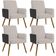 Kit 04 Poltronas Decorativa Maria W01 Pés Palito Linho Bege Couríssimo Preto - Lyam Decor