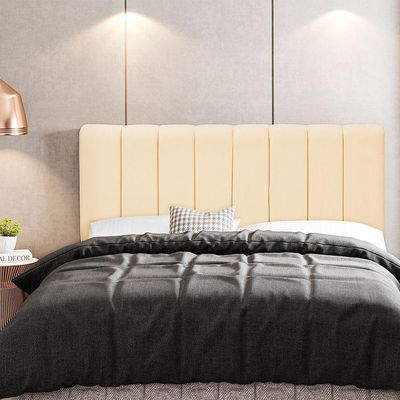 Cabeceira Cama Box Painel Solteiro 100 cm Dubai W01 Suede Bege - Lyam Decor