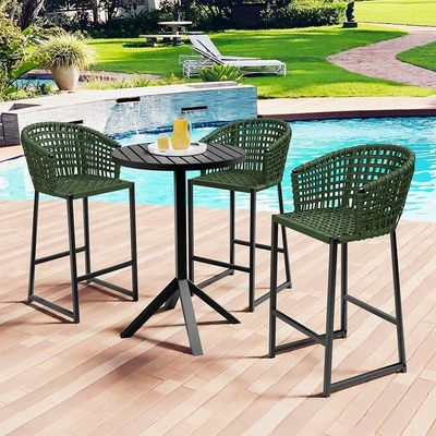 Kit Mesa Bistrô Hani Com 03 Banquetas Área Gourmet Bar Corda Náutica Porto D04 Verde - Lyam Decor