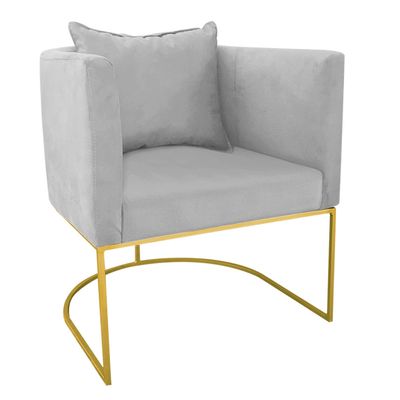 KIT 02 POLTRONAS PAOLA SUEDE CINZA BASE