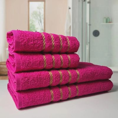 2 Jogos de 4 Toalhas 4 Banho 4 Rosto Montreal 100% Algodão Rosa