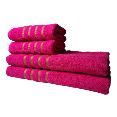 2 Jogos de 4 Toalhas 4 Banho 4 Rosto Montreal 100% Algodão Rosa