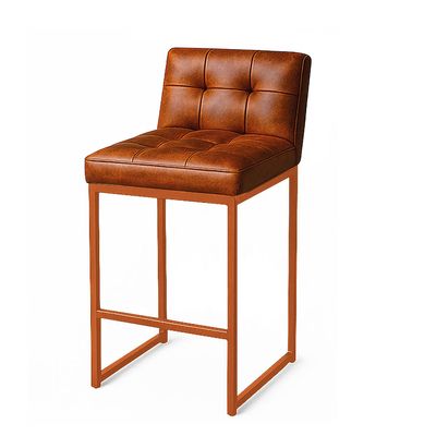 Banqueta Cozinha Alta com Encosto Industrial Bronze Lirina PU Nozes C05 - D'Rossi