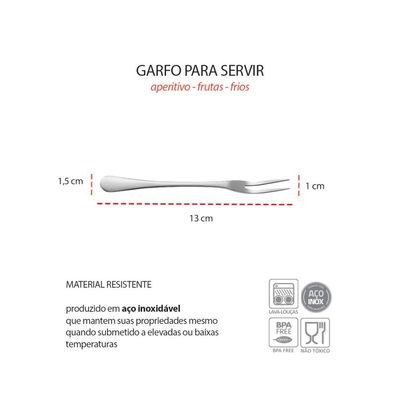 Garfo para Queijo Frios e Garfinhos Petiscos Frutas Inox 5un