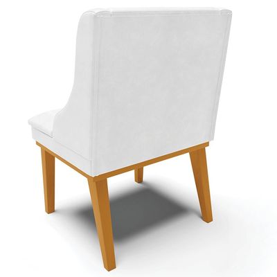 Kit 4 Cadeiras Decorativas Sala de Jantar Base Fixa de Madeira Firenze PU Branco Brilho/Castanho G19 - Gran Belo