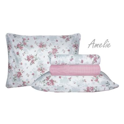 Jogo de Cama Duplo Casal 4 Peças 140 Fios 250x220cm Amelie Realce Premium - Sultan