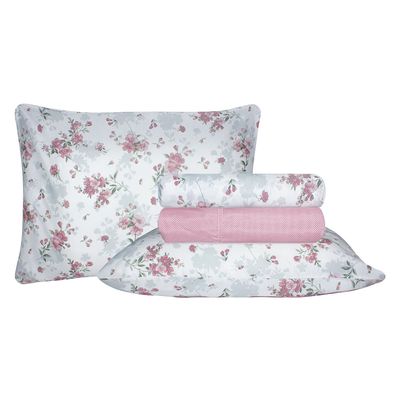 Jogo de Cama Duplo Casal 4 Peças 140 Fios 250x220cm Amelie Realce Premium - Sultan