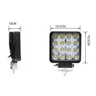 Farol Auxiliar de Led Quadrado 12v/24v 6000k 48W 16 Leds
