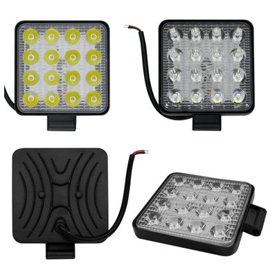 Farol Auxiliar de Led Quadrado 12v/24v 6000k 48W 16 Leds