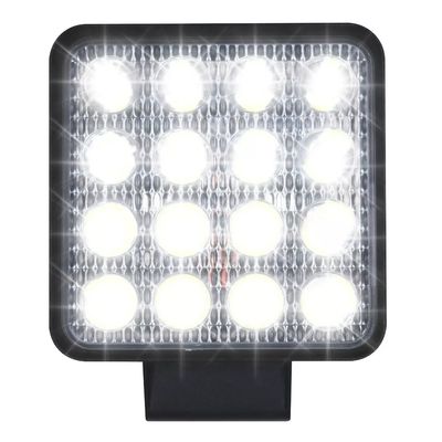 Farol Auxiliar de Led Quadrado 12v/24v 6000k 48W 16 Leds