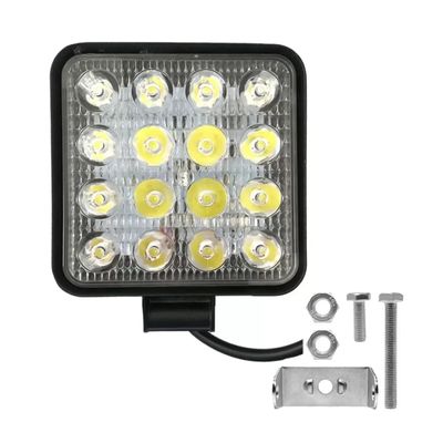 Farol Auxiliar de Led Quadrado 12v/24v 6000k 48W 16 Leds