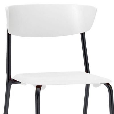 Kit 02 Cadeiras Fixa Base Preta Empilhável Bit  F02 Branco - Lyam Decor
