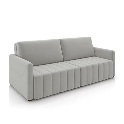 Sofá-Cama Decorativo Retrátil Thanos 2 Lugares 192cm Veludo Cinza G45 - Gran Belo