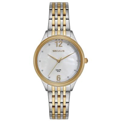 Relógio Seculus Feminino Ref: 44309lpsvba2 Casual Aço Bicolor