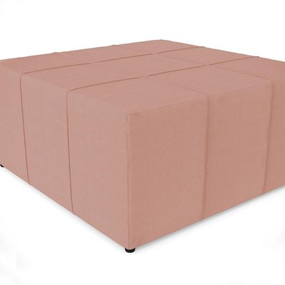 Kit 02 Puffs Decorativos Para Sala de Estar Quadrado Milano 90x90cm W01 Linho Rosê - Lyam Decor