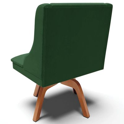 Kit 2 Cadeiras Decorativas Sala de Jantar Base Giratória de Madeira Firenze Veludo Verde/Natural G19 - Gran Belo