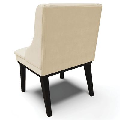 Kit 2 Cadeiras Decorativas Sala de Jantar Base Fixa de Madeira Firenze PU Bege/Preto G19 - Gran Belo