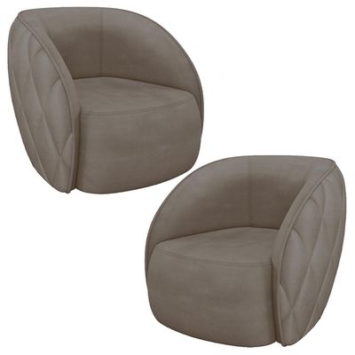 Kit 2 Poltronas Decorativas Clarke Veludo Bege - Gran Belo