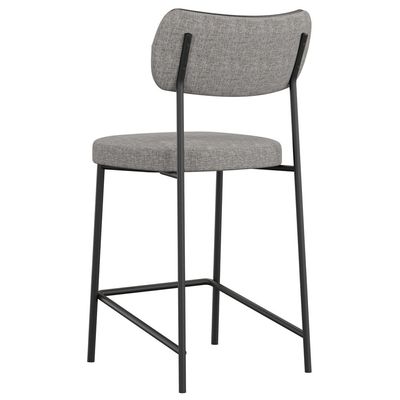 Banqueta Baixa Bar Cozinha Sala De Jantar Preto Melina L02 Couríssimo Preto Linho Cinza - Lyam Decor