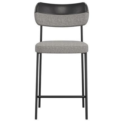 Kit 08 Banquetas Baixa Bar Cozinha Sala Jantar Preto Melina L02 Couríssimo Preto Linho Cinza - Lyam Decor
