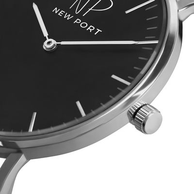 Relógio De Pulso Feminino Couro Minimalista New Port 40mm