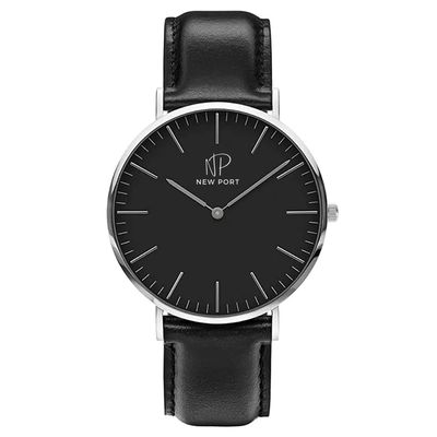 Relógio De Pulso Feminino Couro Minimalista New Port 40mm