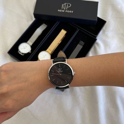 Relógio De Pulso Feminino Couro Minimalista New Port 40mm