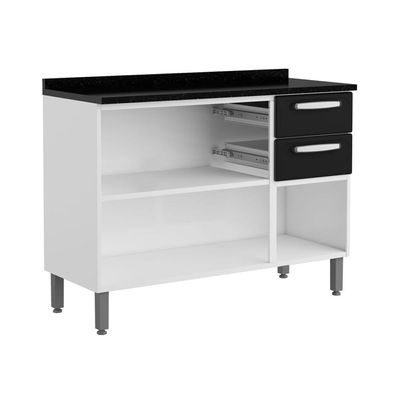 Balcão De Aço 3 Portas 2 Gav Preto Branco Evidence Bertolini Branco/preto