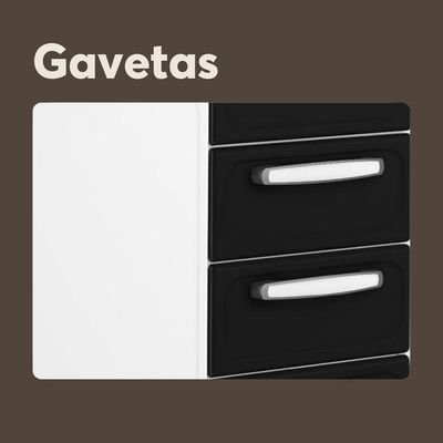 Balcão De Aço 3 Portas 2 Gav Preto Branco Evidence Bertolini Branco/preto