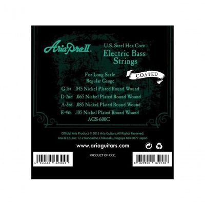 Encordoamento Para Baixo 4 Cordas Coated .045 Ags600c Aria